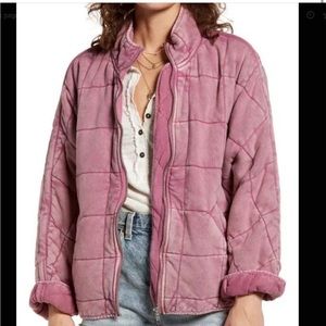 Free People Dolman Sleeve Quilted Jacket in Daphne Pink XS